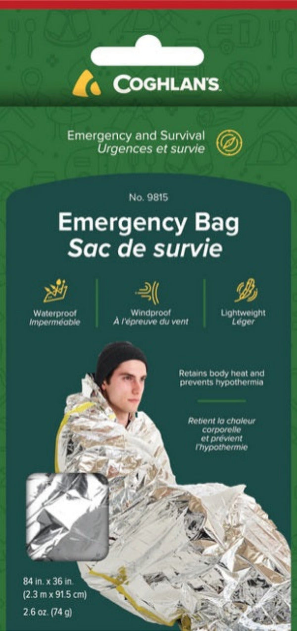 Emergency Bag thermal blanket in use outdoor survival
