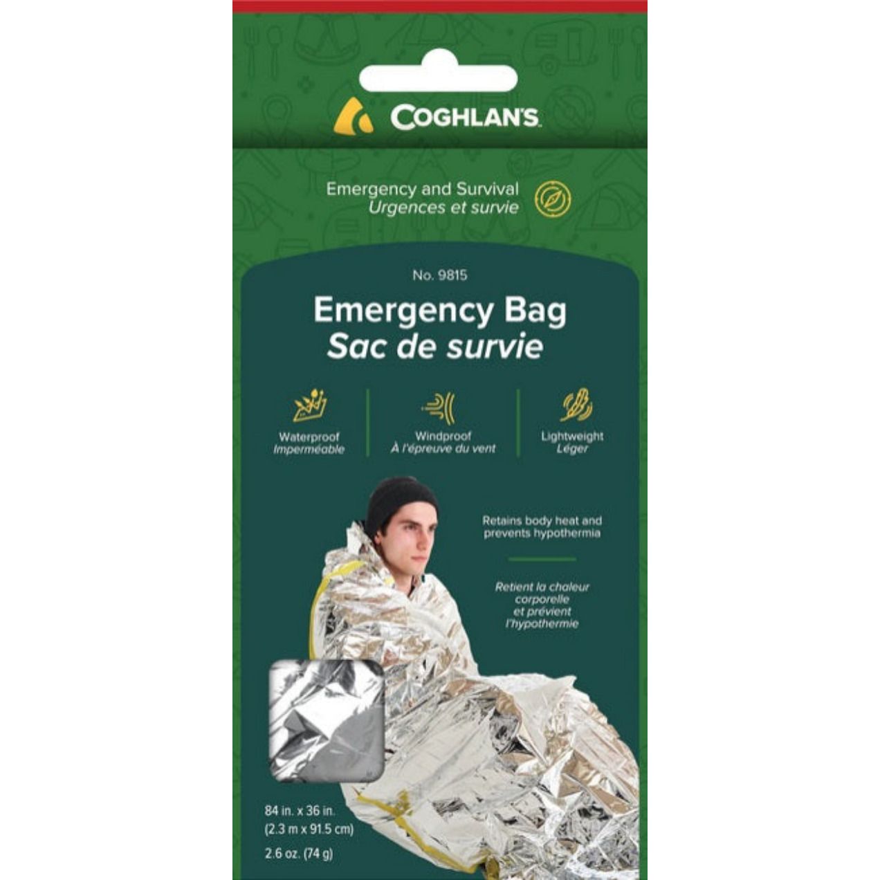 Emergency Bag thermal blanket in use outdoor survival