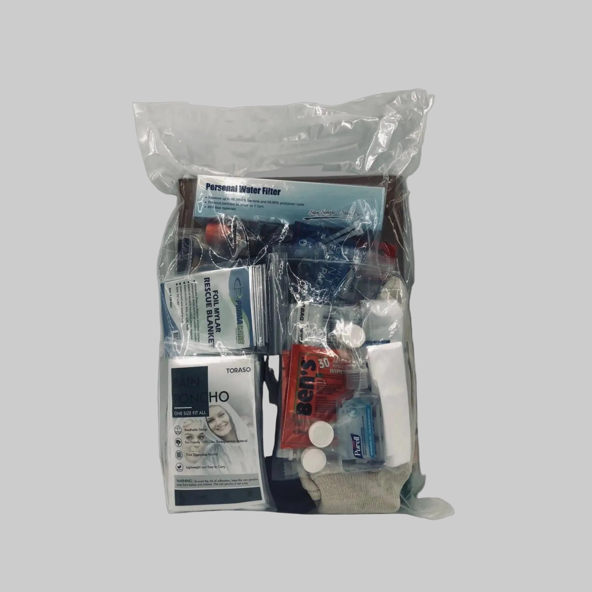 Core Essentials Kit vacuum-sealed emergency supplies with drawstring bag