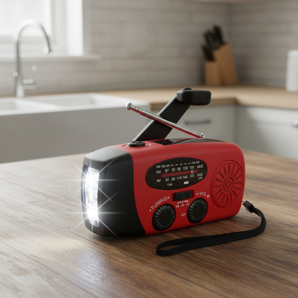 Emergency Crank Radio & Flashlight Combo side view