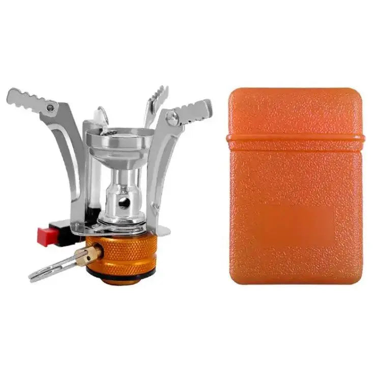 Pocket Butane Stove with Orange Case side view