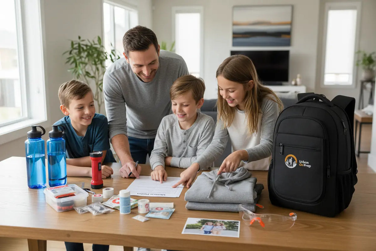 A family prepares for emergencies.