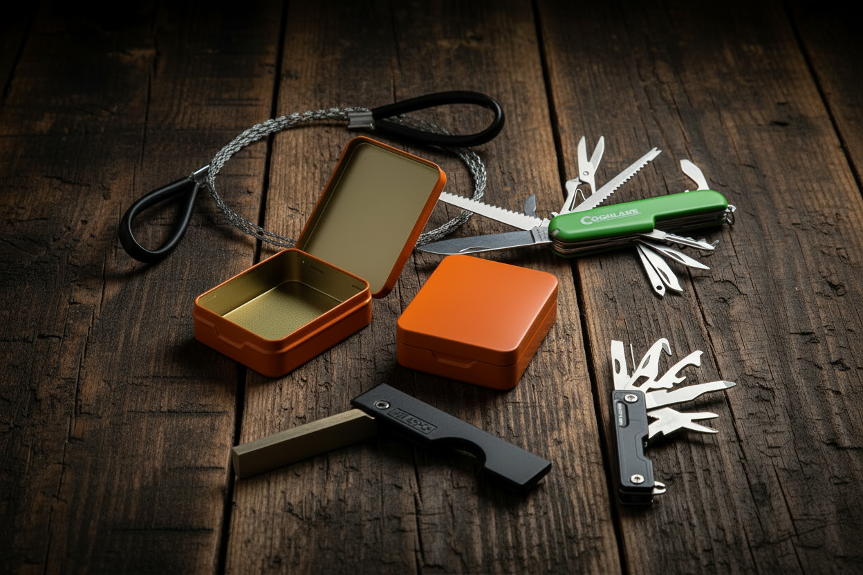 Multi-tools, knives, and essential survival tools for emergency preparedness