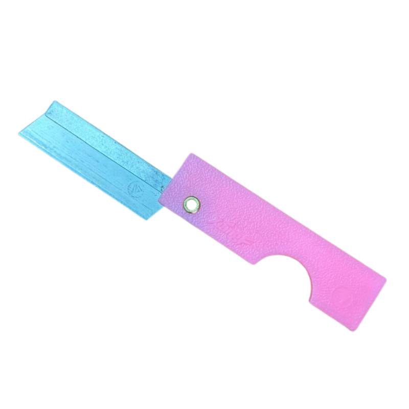 Folding Razor Knife closed compact storage emergency kit. Pink color. 
