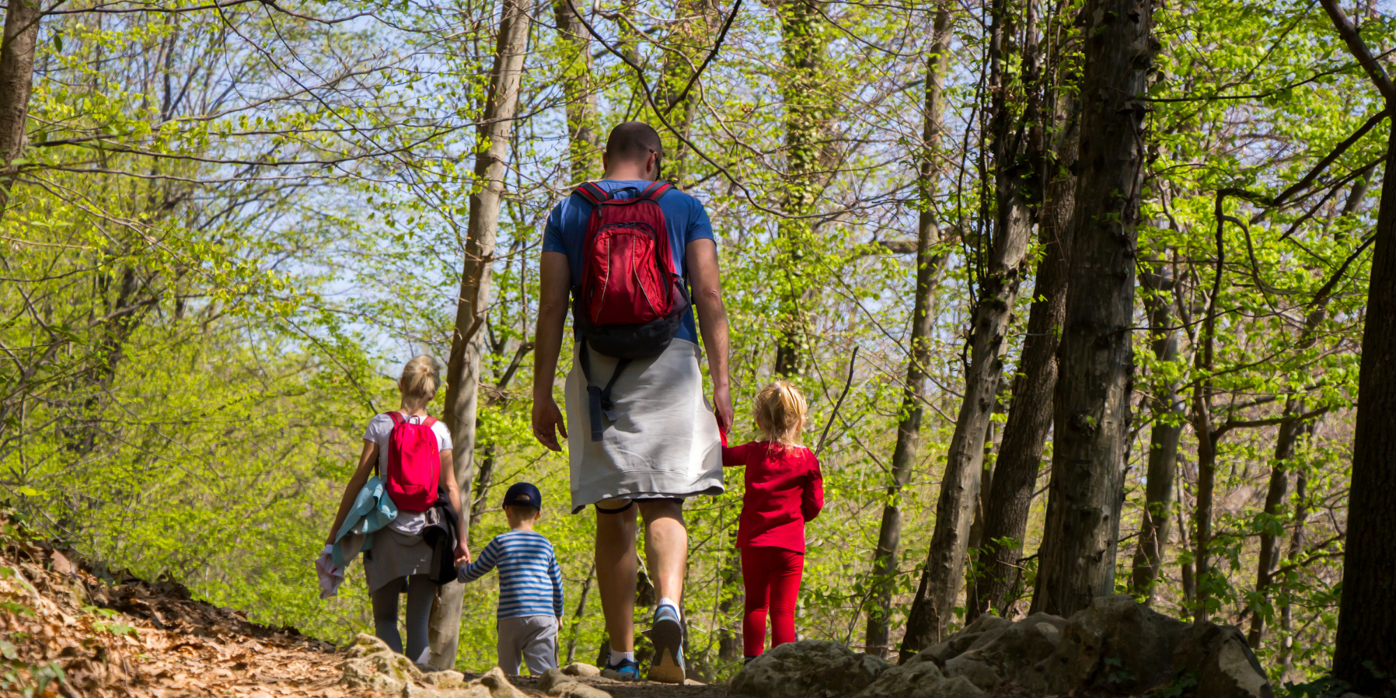 image of a family doing light trekking
